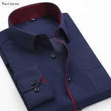 Pauljones 2017 New Long Sleeve Patchwork Men Dress Shirts