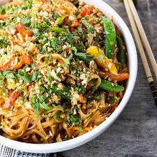 rice noodle stir fry foo with family