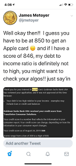 Apple has shared in a support. James Metoyer On Twitter Wilfredfrost Cnbcclosingbell I Was Denied An Apple Card With A Credit Score Of 846 There Is Something Definitely Wrong With Their Algorithms Https T Co 4thz8r8qhm