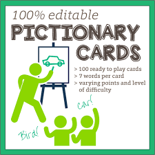 Pictionary is a fun, classic party game for all ages! Pictionary Word Cards 100 Editable