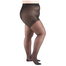Support Plus Womens Sheer Queen Plus Closed Toe Moderate Compression Pantyhose