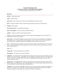 Pdf Chaucers Canterbury Tales Overview Summary And