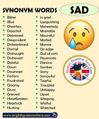 synonym words sad english voary
