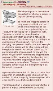 The shopping cart is the determinant on who is a good or bad member of society? The Shopping Cart Theory Supposedly Determines Who Is A Good Person And Who Isn T
