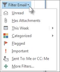 use outlook s built in search filters