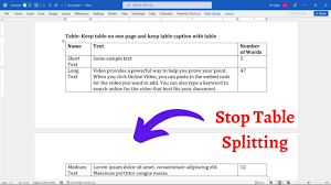 keep table on one page in ms word and