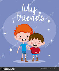 friends cute boys cartoons vector