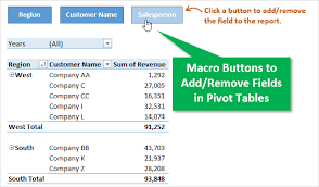 Macro Buttons To Add Fields To Pivot Tables Excel Campus