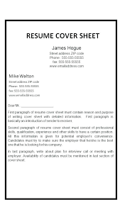 Cover Sheet For Resume Cover Sheets For Resumes Resume Cover Sheet