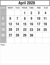 Download April 2020 Calendar Printable Templates Pdf Excel