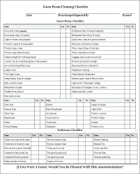 Housekeeping Cleaning List Checklist Template Format Excel