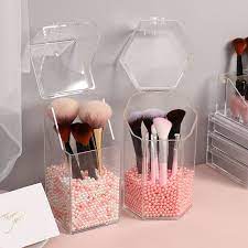 acrylic hexagon makeup brush holder at