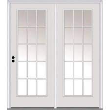 Mmi Door 67 In X 81 75 In Clear Glass Fiberglass Prehung Right Hand Inswing 15 Lite External Grilles Stationary Patio Door Primed