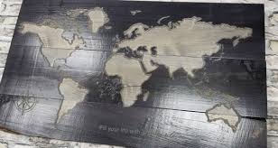 Carved Wood World Map Live Edge World