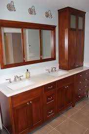Stained Red Birch Double Vanity Hutch