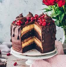 Vegan Chocolate Vanilla Cake gambar png