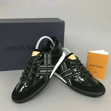 Details About Louis Vuitton Womens Sneakers Black Patent Leather Suede Siz 38 1 2 Eu 8 1 2 Us