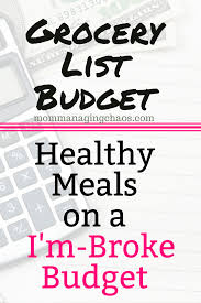 Budget Grocery List Healthy Meals On A Im Broke Budget