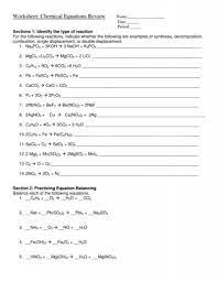 Worksheet Chemical Equations Review