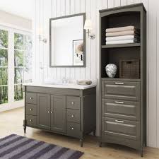 antique gray solid wood closet tower