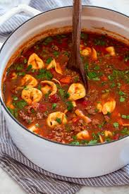 tortellini soup with beef cooking