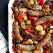 easy oven roasted sausage and potatoes