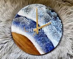 Ocean Resin Wood Wall Clock Colorful
