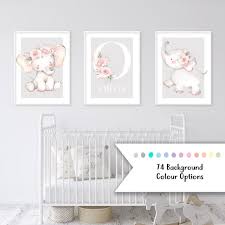 Customised Baby Name Print Elephant