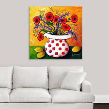Greatbigcanvas Red Poppies In Polka Dot Vase By Renie Britenbucher Canvas Wall Art Multi Color