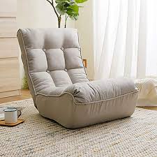 23 6 In Gray Folding Floor Lazy Single Sofa Chair With 3 Positions Adjustable For Living Room And Bedroom