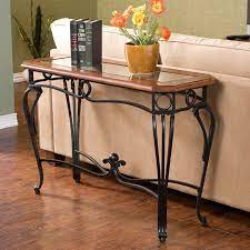 beveled glass top console table dark