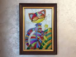 Colorful Funny Cat Stained Glass