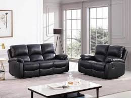 roma black leather recliner sofa