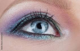 women colorful shiny smokey eyes