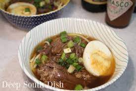 old sober yakamein beef noodle soup