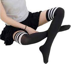 Amazon.co.jp | 大きいサイズ ニーハイ 2足セット 靴下 ニーソ 男の娘 コスプレ メンズ 対応 ニーハイソックス (黒×黒白) |  ホビー 通販