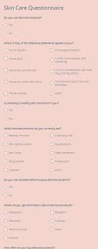free skin care questionnaire template