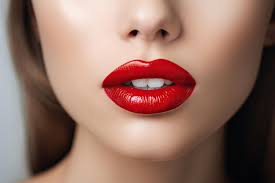 woman lips closeup red lipstick makeup