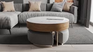 modern round lift top coffee table set