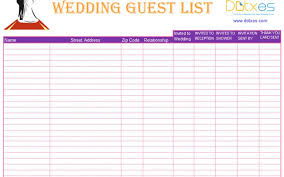 Awesome Printable Wedding Guest List Template Best Sample