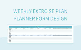 weekly exercise plan planner form