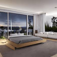 super glam modern bedroom with floor to