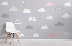 Pick a colourful option for younger kids' rooms and something monochrome for older children. Pink Gray Cloud Pattern Wallpaper Mural Hovia