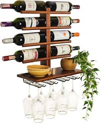 Wine Rack Wall Mounted With Shelf For 8