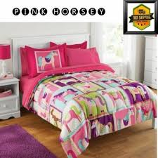 girls pink horse comforter bedding set