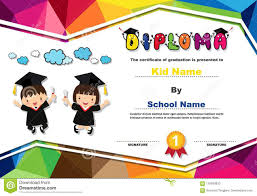 Preschool Kids Diploma Certificate Colorful Background