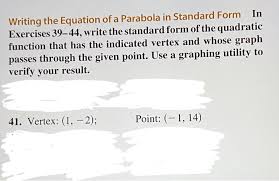 Equation Of A Parabola In Standard Form