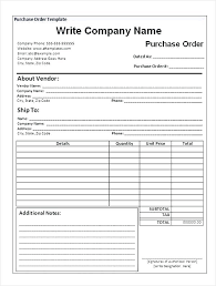 Free Purchase Order Templates In Word Excel Form Template Blank