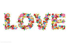 love word vector flowers colors white ...