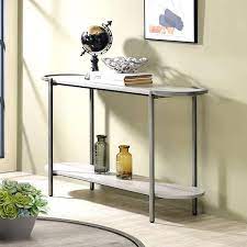 Gun Metal Oval Wood Console Table